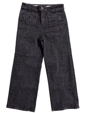Anthropologie Pilcro Velvet Polka Dot High-Rise Cropped Wide-Leg Jeans Size 25